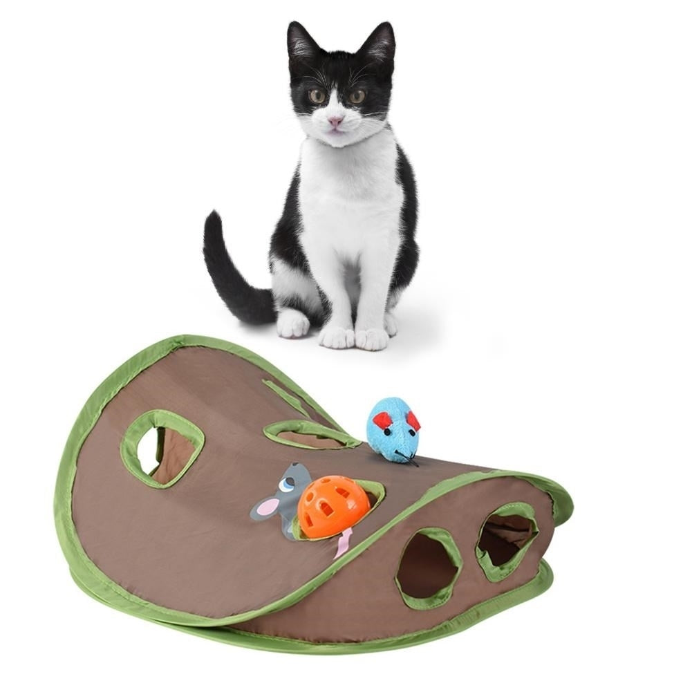 Interactive Cat Toy Hide and Seek Tunnel 9 Holes Foldable Mouse Hunt Game Image 2