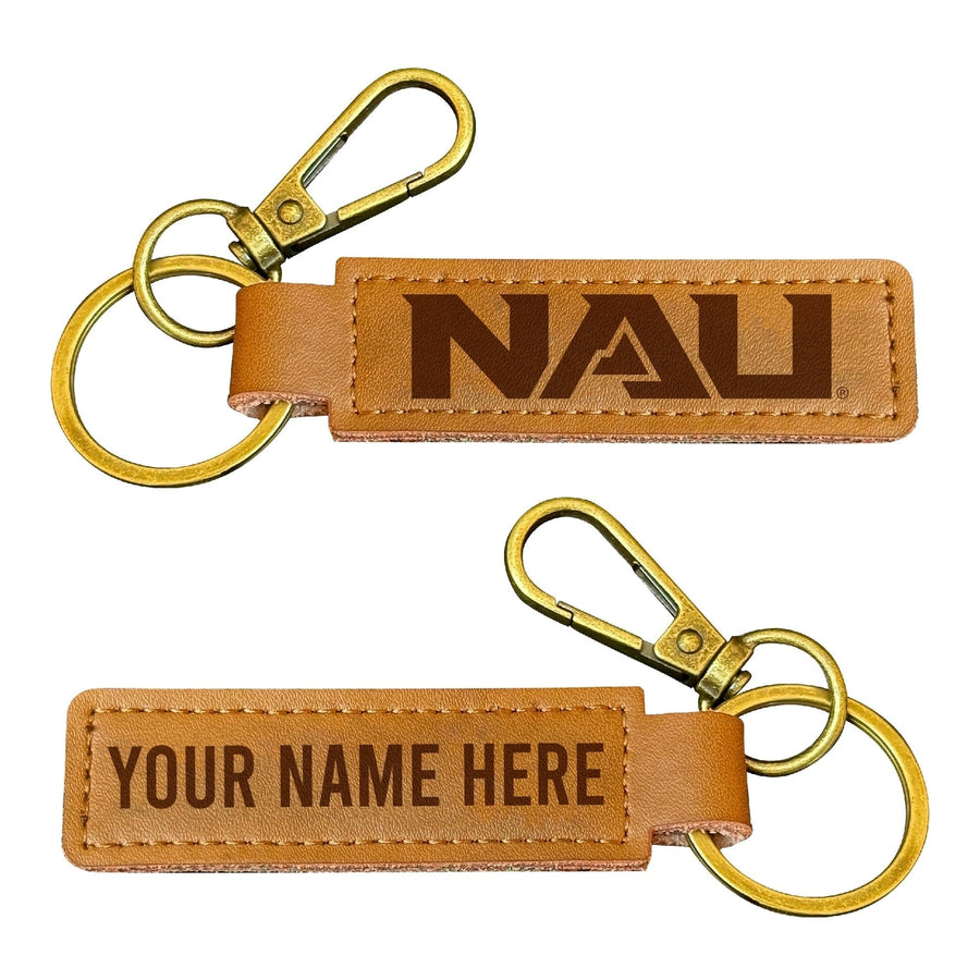 Northern Arizona University Customizable Leather Keychain 3.25" Long Officially Licensed Collegiate Product Image 1