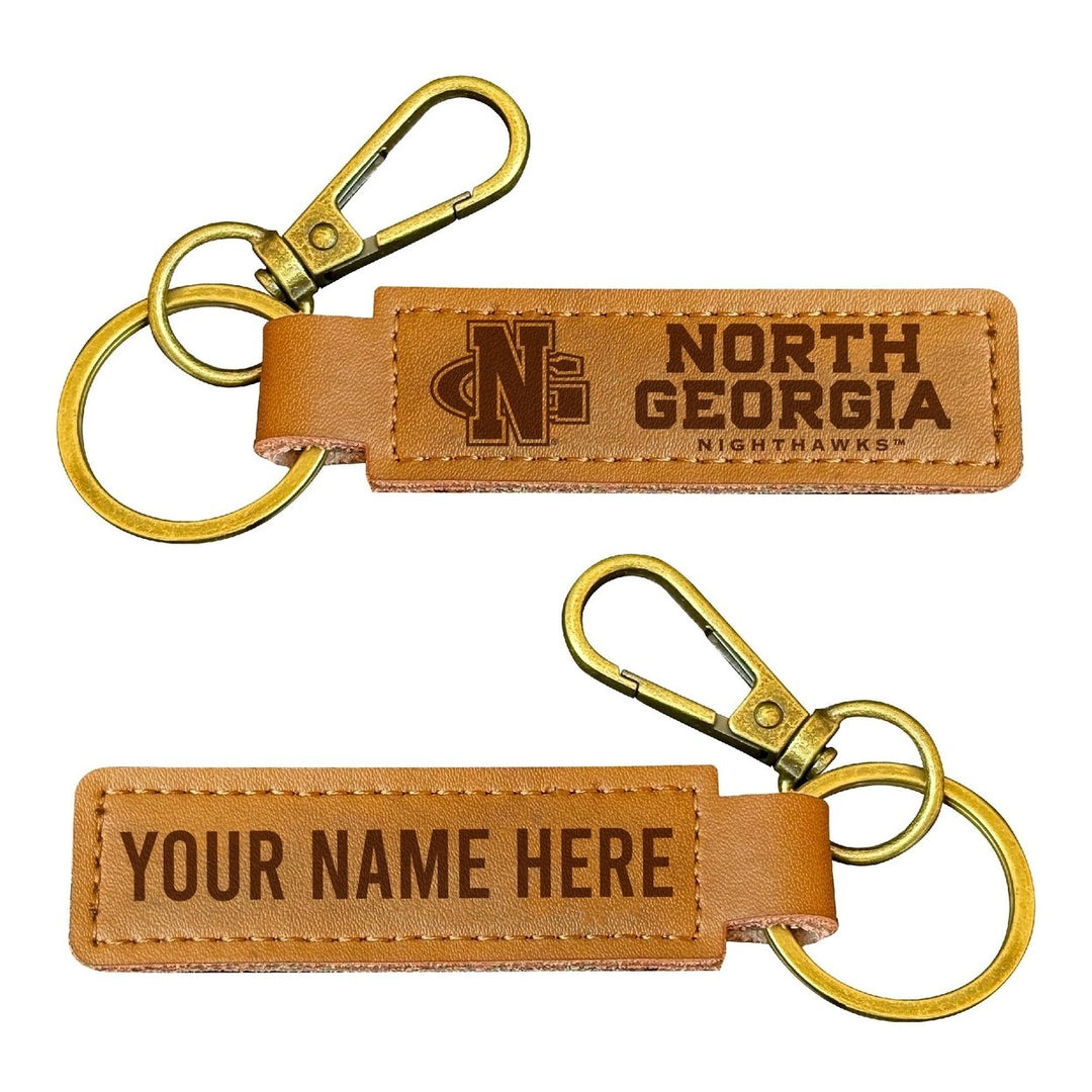 North Georgia Nighhawks Customizable Leather Keychain 3.25" Long Officially Licensed Collegiate Product Image 1