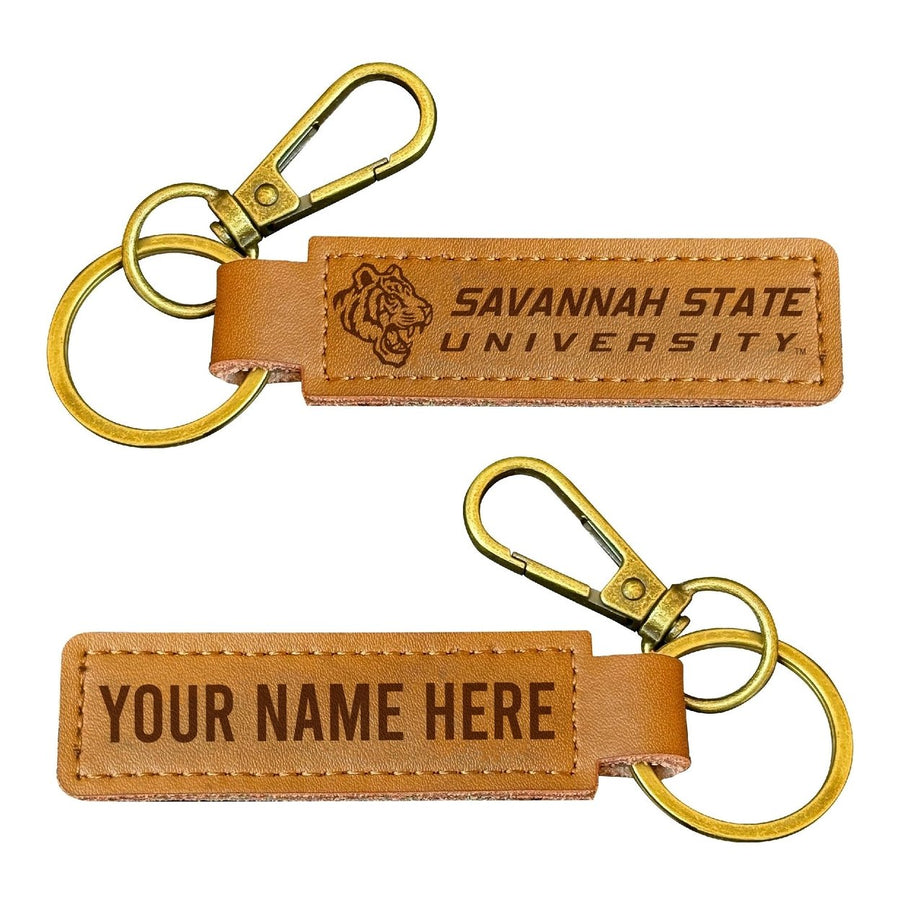 Savannah State University Customizable Leather Keychain 3.25" Long Officially Licensed Collegiate Product Image 1