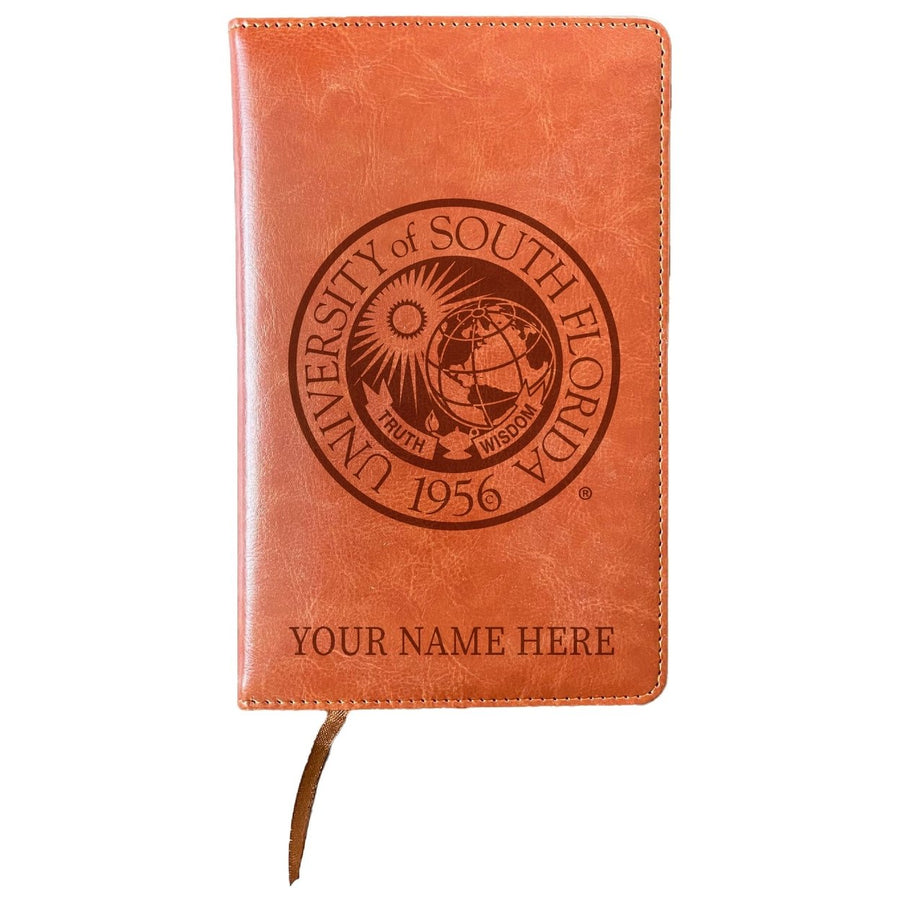 South Florida Bulls Customizable Engraved 8" x 5" Leather Journal Officially Licensed Collegiate Product Image 1