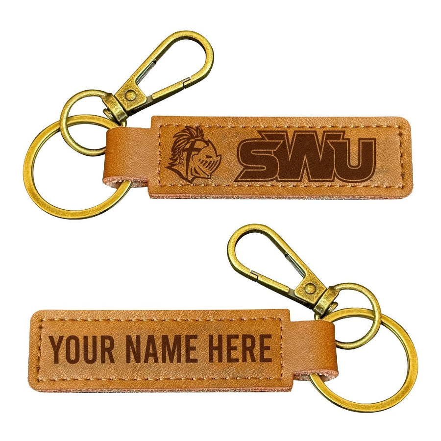 Southern Wesleyan University Customizable Leather Keychain 3.25" Long Officially Licensed Collegiate Product Image 1