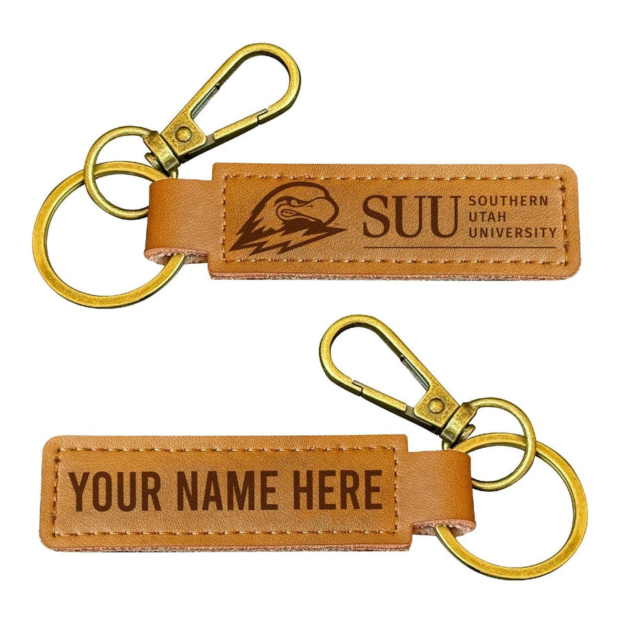 Southern Utah University Customizable Leather Keychain 3.25" Long Officially Licensed Collegiate Product Image 1