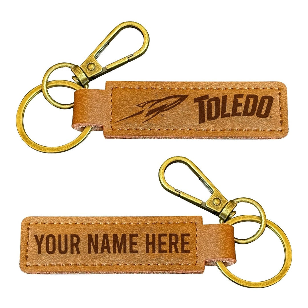 Toledo Rockets Customizable Leather Keychain 3.25" Long Officially Licensed Collegiate Product Image 1