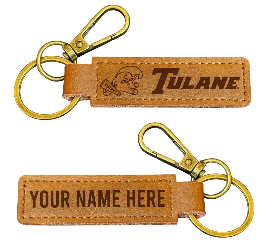 Tulane University Green Wave Customizable Leather Keychain 3.25" Long Officially Licensed Collegiate Product Image 1