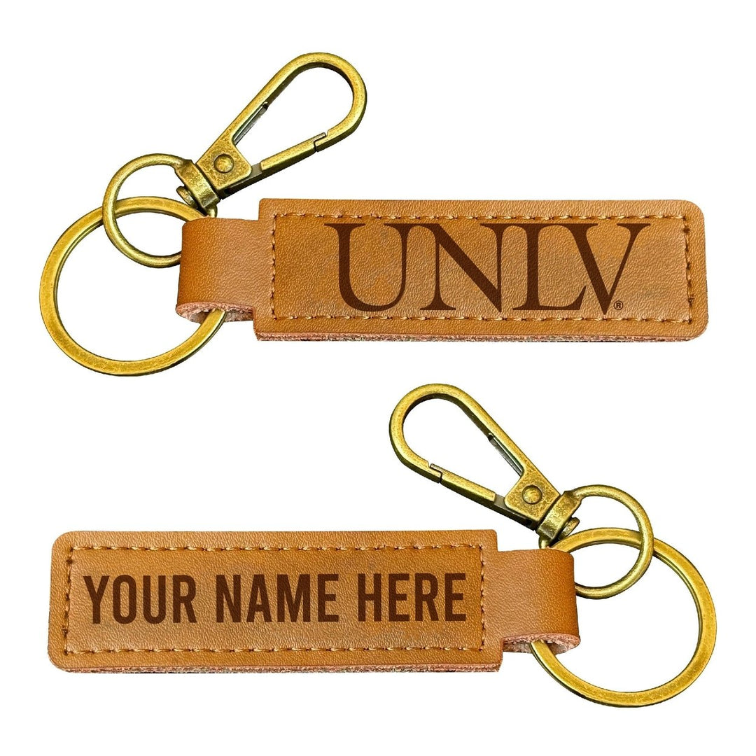 UNLV Rebels Customizable Leather Keychain 3.25" Long Officially Licensed Collegiate Product Image 1