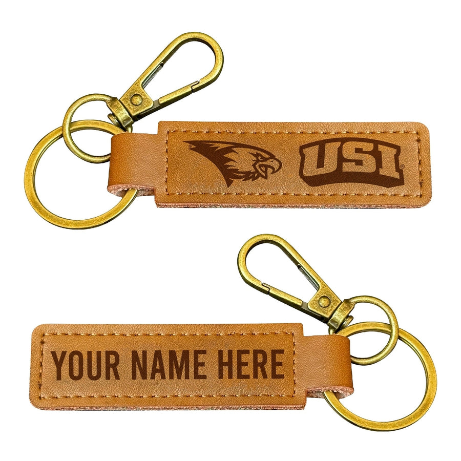 University of Southern Indiana Customizable Leather Keychain 3.25" Long Officially Licensed Collegiate Product Image 1