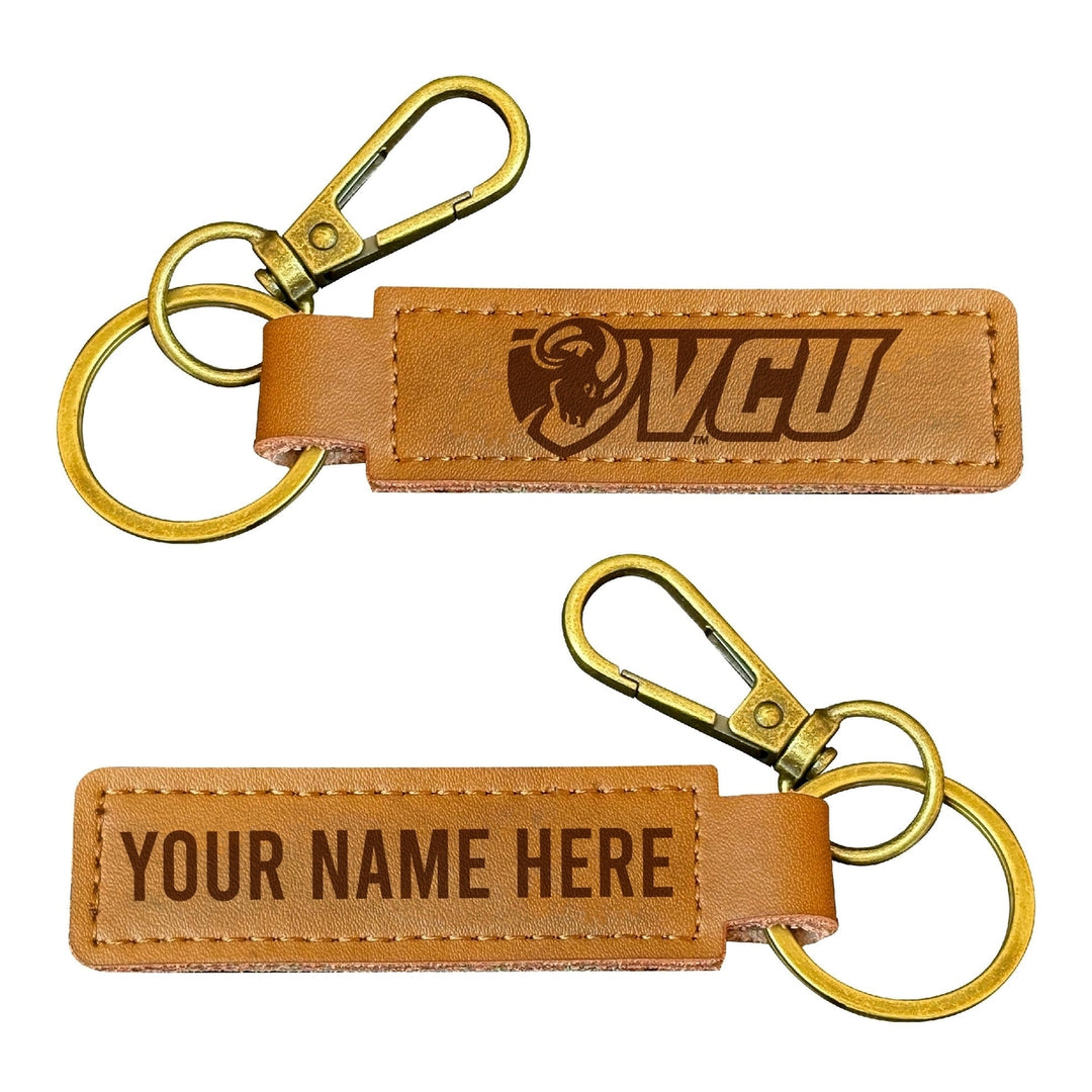 Virginia Commonwealth Customizable Leather Keychain 3.25" Long Officially Licensed Collegiate Product Image 1