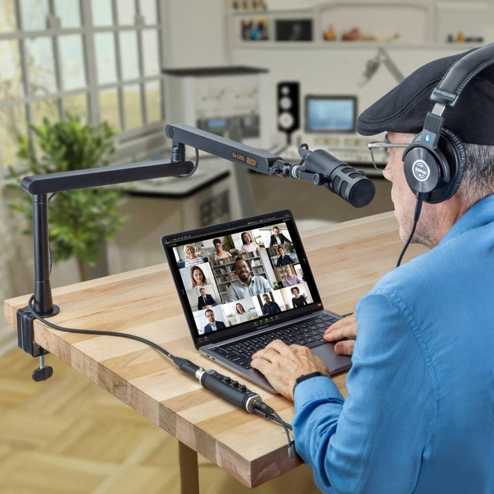 Auray Low-Profile Broadcast Arm Black with 6 Inch Riser for Mics Cameras Streaming Image 9