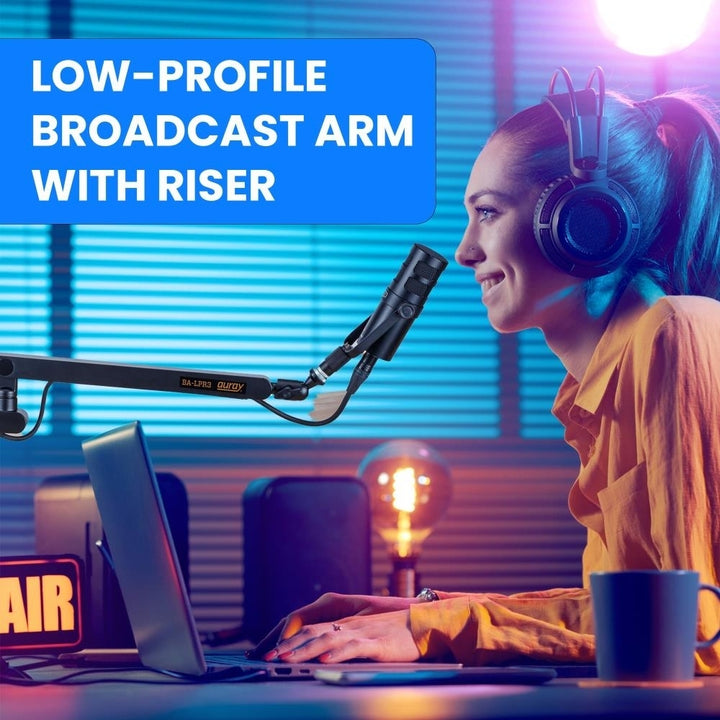 Auray Low-Profile Broadcast Arm Black with 6 Inch Riser for Mics Cameras Streaming Image 10