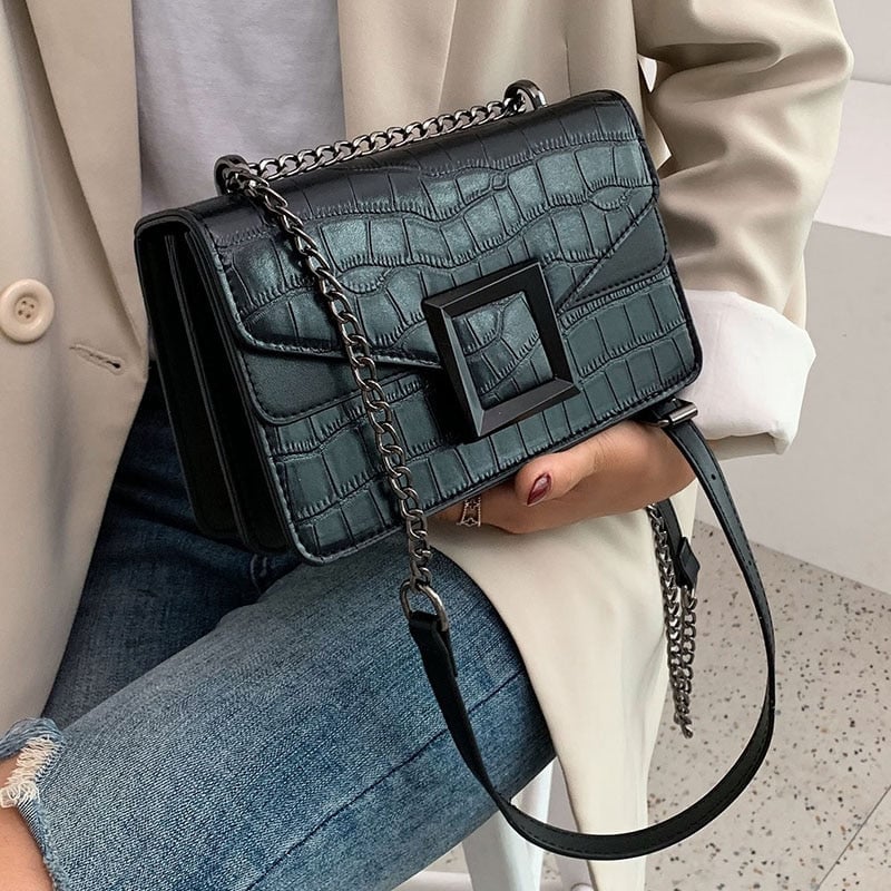 Stone Pattern PU Leather Crossbody Bags For Women 2020 Small Shoulder Messenger Bag Female Luxury Chain Handbags and Image 1