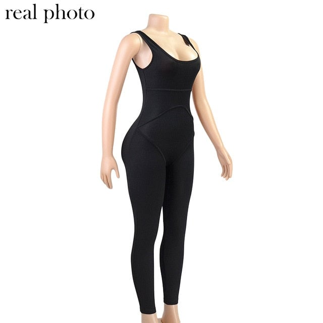 Simenual Ribbed Casual Workout Rompers Womens Jumpsuit Backless Sleeveless Fitness Active Wear Bodycon Fashion Jumpsuits Image 4