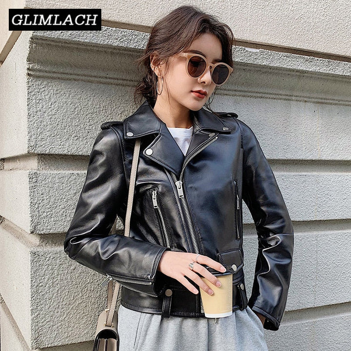 Women Plus Size Sheepskin Genuine Leather Jackets Autumn Slim Motorcycle Biker Jacket Ladies Real Leather Coats Chaqueta Image 1