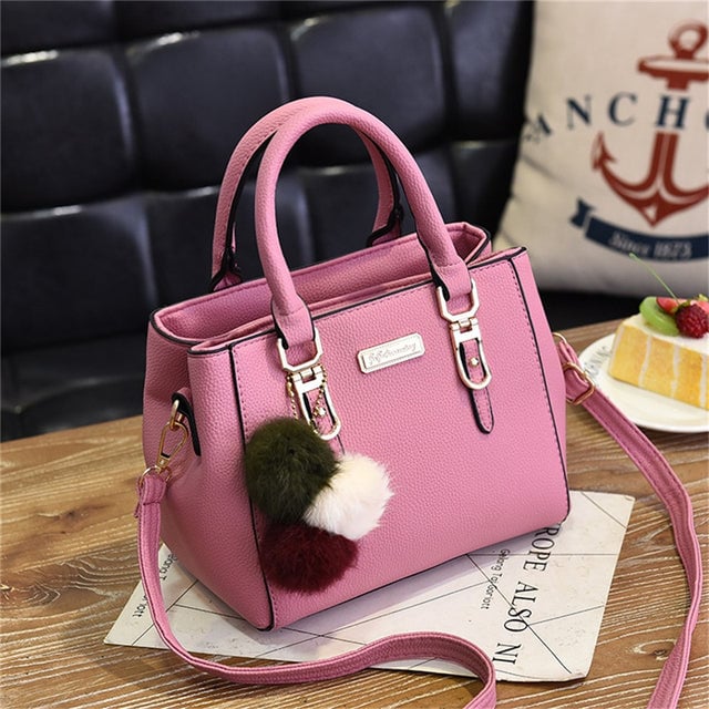 Luxury Handbag Women Bags Women Hairball Shoulder Bag Ladies Hand Bags Vintage Leather Messenger Bag Female Hand Bolso Image 2