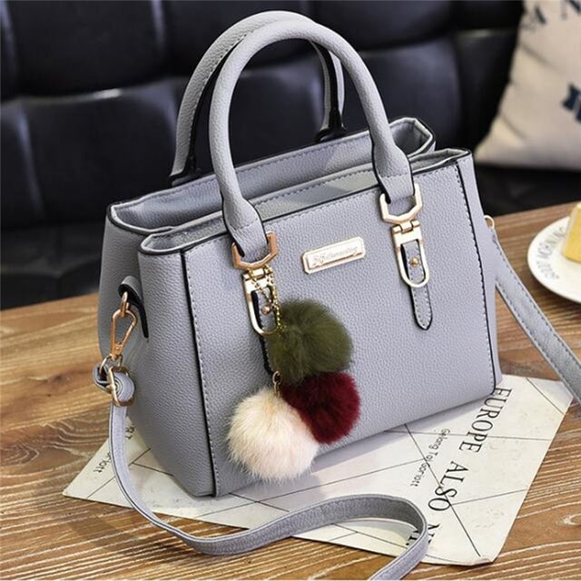 Luxury Handbag Women Bags Women Hairball Shoulder Bag Ladies Hand Bags Vintage Leather Messenger Bag Female Hand Bolso Image 4