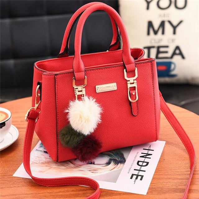 Luxury Handbag Women Bags Women Hairball Shoulder Bag Ladies Hand Bags Vintage Leather Messenger Bag Female Hand Bolso Image 6