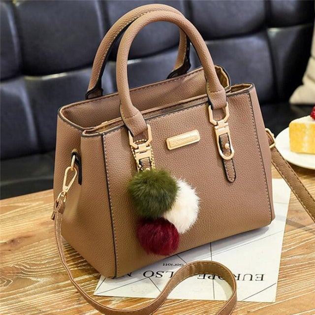 Luxury Handbag Women Bags Women Hairball Shoulder Bag Ladies Hand Bags Vintage Leather Messenger Bag Female Hand Bolso Image 8