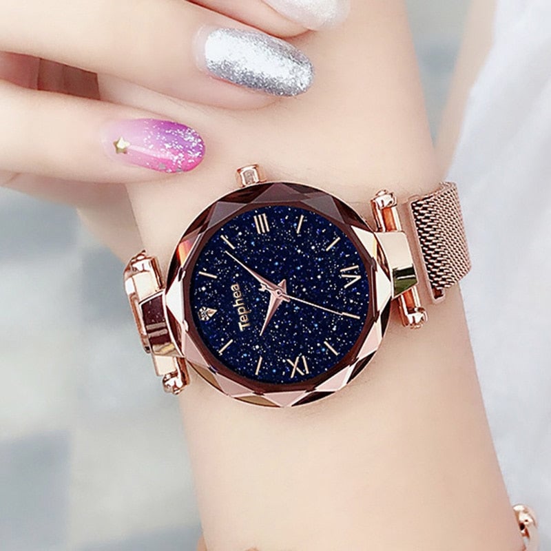 Luxury Women Watches Magnetic Starry Sky Female Clock Quartz Wristwatch Fashion Ladies Wrist Watch Image 1