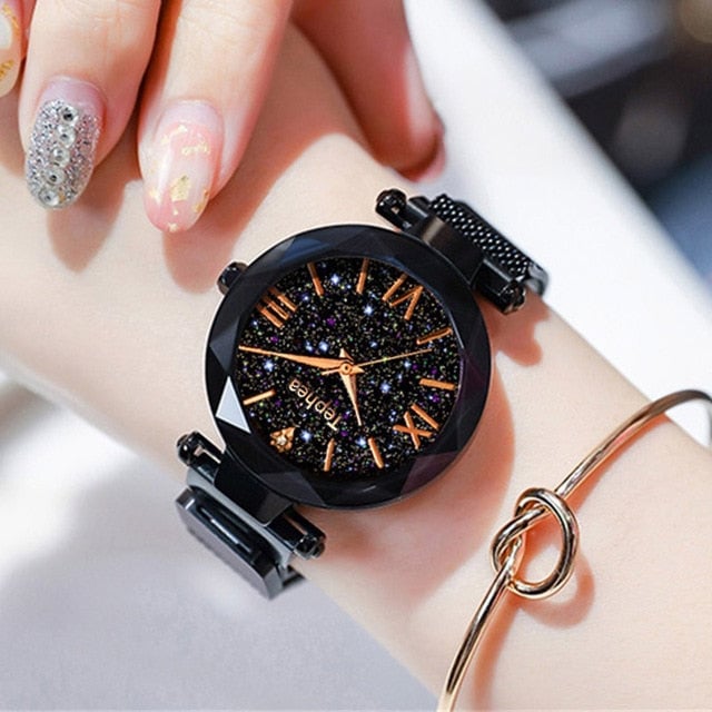 Luxury Women Watches Magnetic Starry Sky Female Clock Quartz Wristwatch Fashion Ladies Wrist Watch Image 2