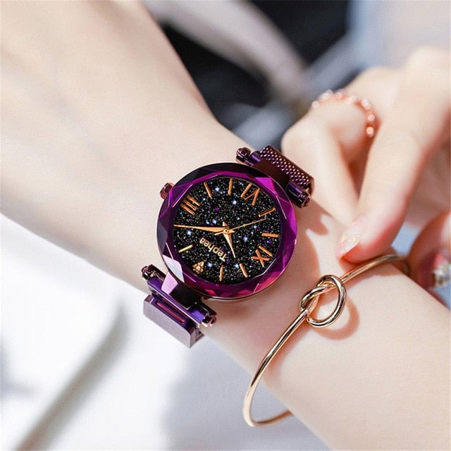 Luxury Women Watches Magnetic Starry Sky Female Clock Quartz Wristwatch Fashion Ladies Wrist Watch Image 3