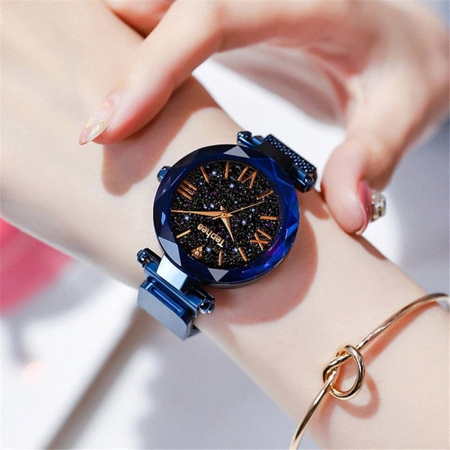 Luxury Women Watches Magnetic Starry Sky Female Clock Quartz Wristwatch Fashion Ladies Wrist Watch Image 4