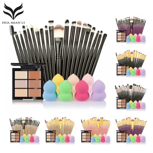 makeup brushes Set +6 Colors Concealer Palette maquiagem Puff Face Contour concealer Cosmetic Make Up Tools Brushes for Image 1