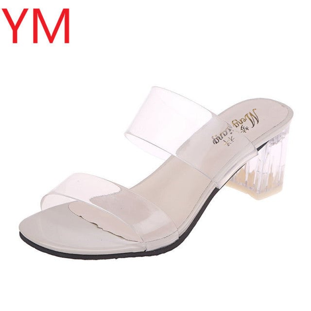 Luxury Women Pumps 2019 Transparent High Heels Sexy Pointed Toe Slip-on Wedding Party Brand Fashion Shoes For Lady Size Image 4