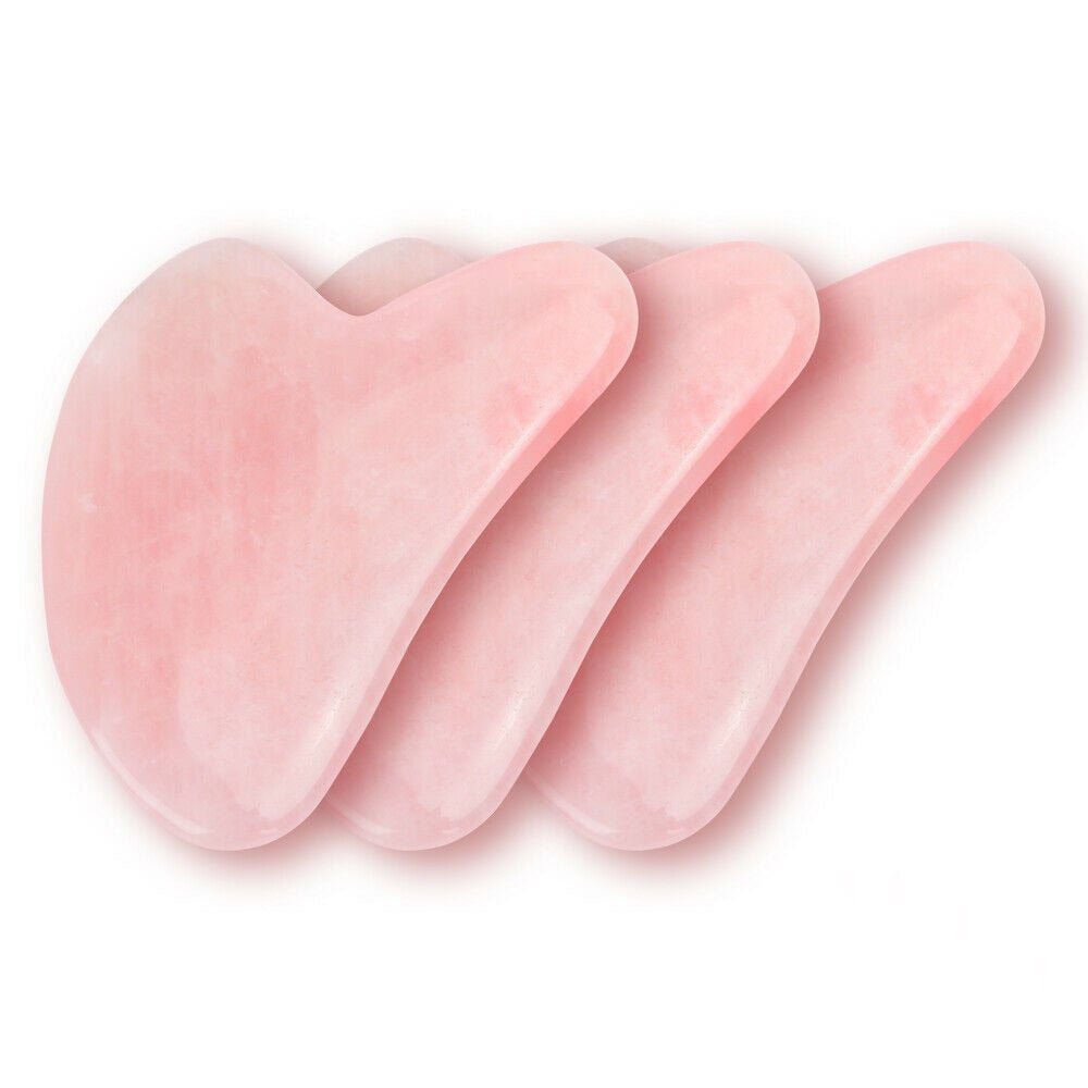 Natural Jade Guasha Stone Board Massage Rose Quartz Guasha Plate Jade Face Massager Scrapers Tools For Face Neck Back Image 1