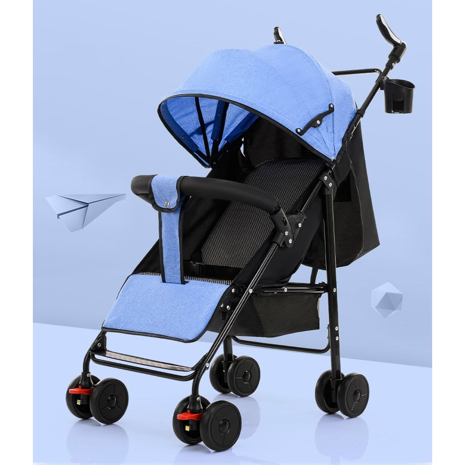 Pram can sit down lie baby big foldable baby simple shock absorber trolley pocket umbrella Image 1