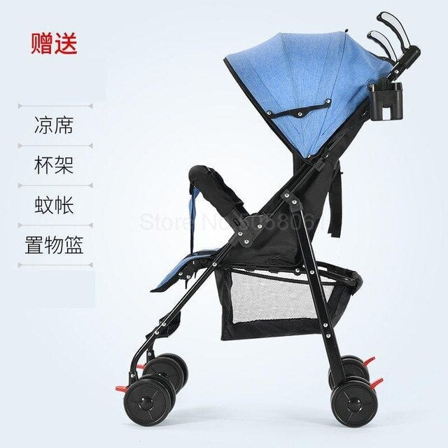 Pram can sit down lie baby big foldable baby simple shock absorber trolley pocket umbrella Image 4