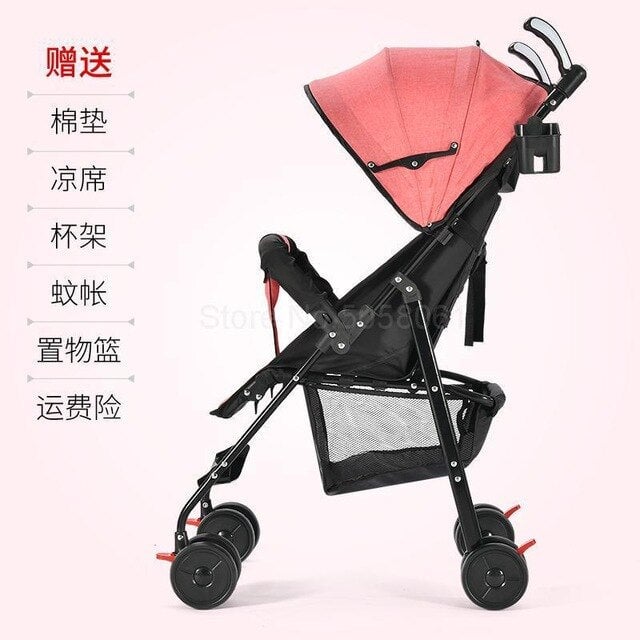 Pram can sit down lie baby big foldable baby simple shock absorber trolley pocket umbrella Image 7