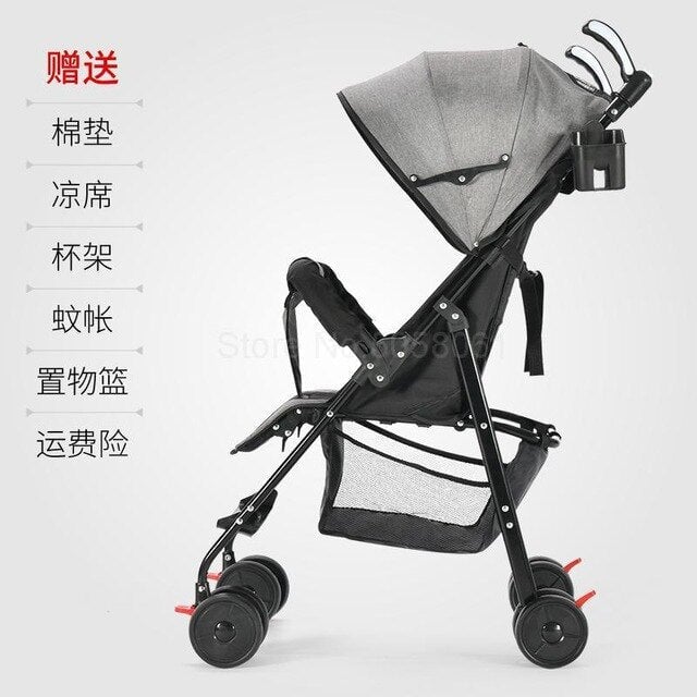 Pram can sit down lie baby big foldable baby simple shock absorber trolley pocket umbrella Image 9