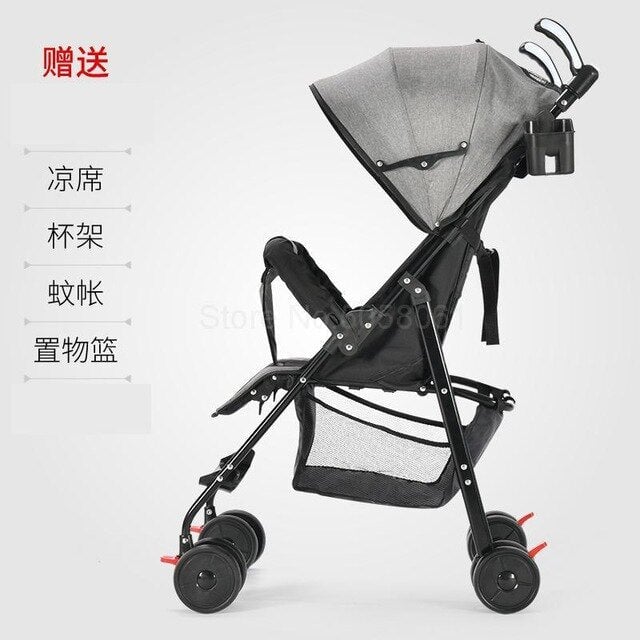 Pram can sit down lie baby big foldable baby simple shock absorber trolley pocket umbrella Image 10