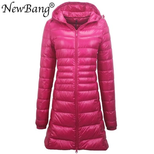 NewBang 8XL Ladies Long Warm Down Coat With Portable Storage Bag Women Ultra Light Down Jacket Womens Overcoats Image 8