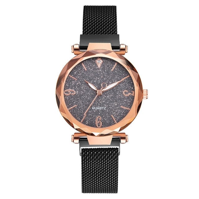 Rose Gold Women Watch 2019 Top Brand Luxury Magnetic Starry Sky Lady Wrist Watch Mesh Female Clock Image 4