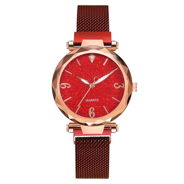 Rose Gold Women Watch 2019 Top Brand Luxury Magnetic Starry Sky Lady Wrist Watch Mesh Female Clock Image 8