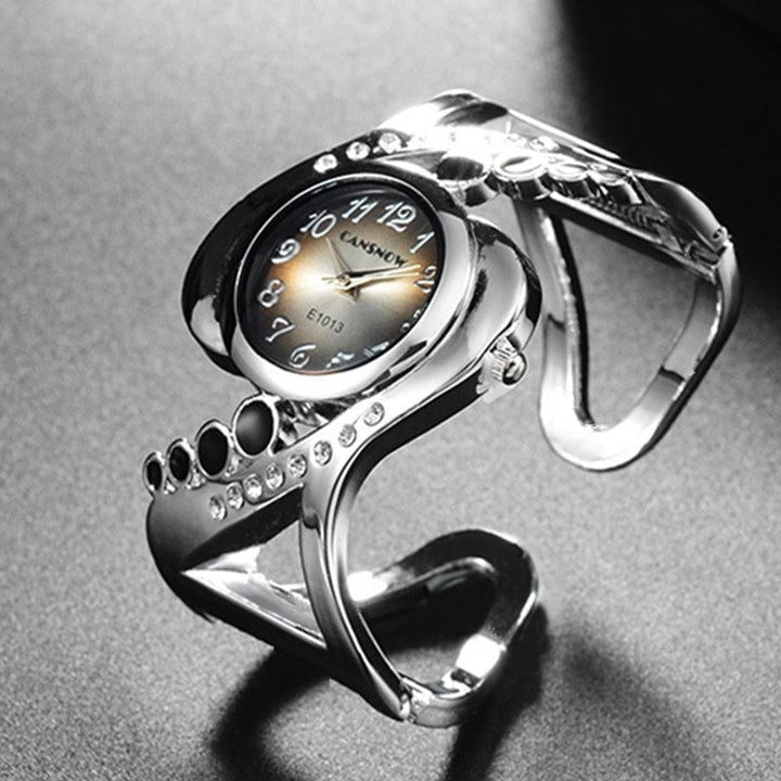 Women Bangle Wristwatch Quartz Crystal Luxury Rhinestone Elegant Watch Image 1