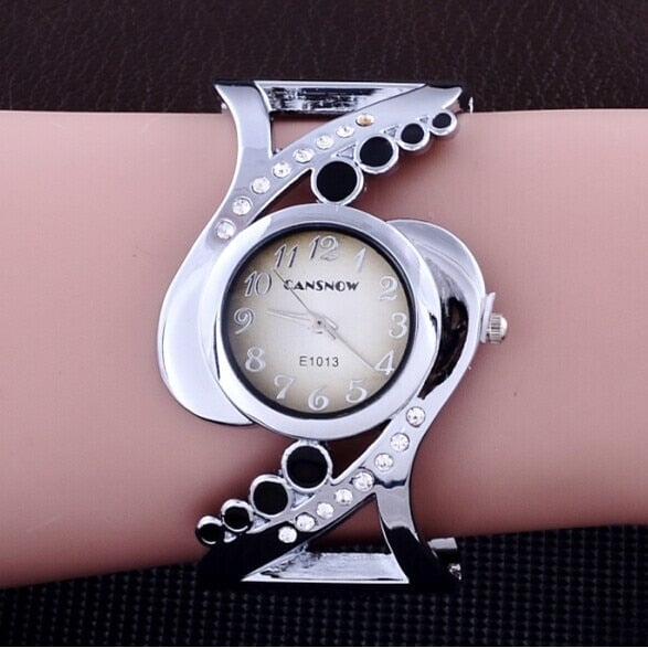 Women Bangle Wristwatch Quartz Crystal Luxury Rhinestone Elegant Watch Image 4