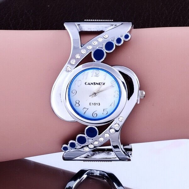 Women Bangle Wristwatch Quartz Crystal Luxury Rhinestone Elegant Watch Image 6