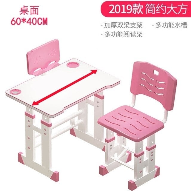 Plastic Kids Table and Chair Set Childrens Desk Pupils Writing Desk Kids Furniture Kids Home Wooden Folding Chairs with Image 3