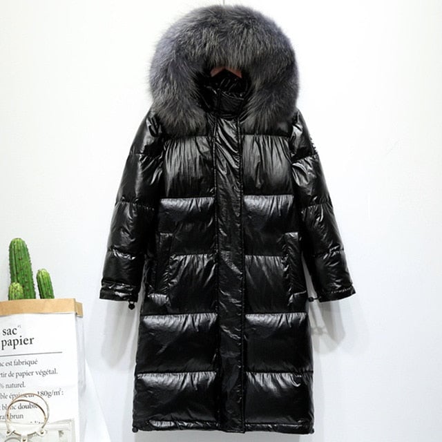 Women Down Jacket 2020 Winter Coat big Real faux Collar Women Long Paragraph Thickening Warm Hooded For Female Parka Image 6