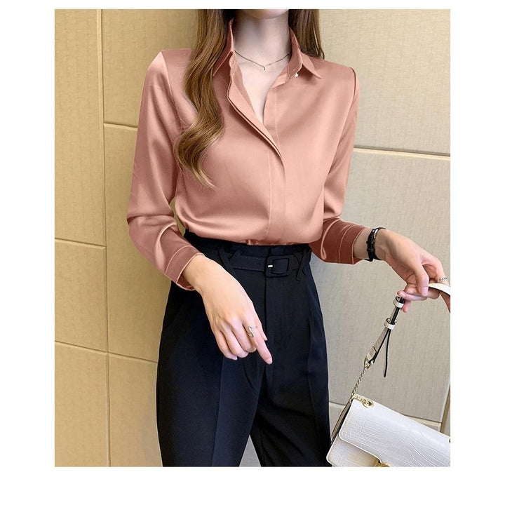 Summer Ice Silk Knitted Tops Short Sleeve Solid Bright Office Lady Work Causal Silk Shirts Korean Japan Slim Knitwear Image 10