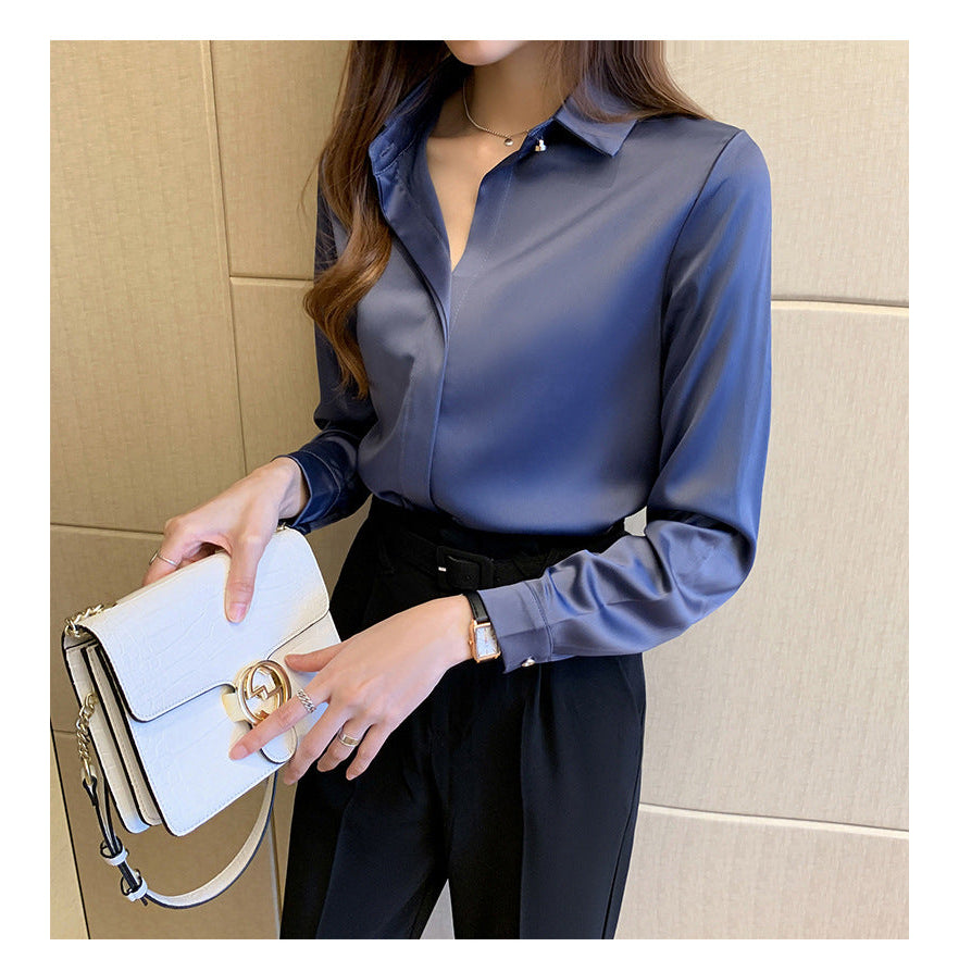 Summer Ice Silk Knitted Tops Short Sleeve Solid Bright Office Lady Work Causal Silk Shirts Korean Japan Slim Knitwear Image 12