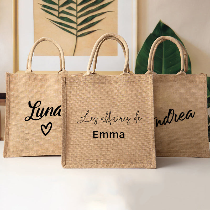 Personalized Jute Tote Bag Custom Burlap Bridesmaid Gift Bachelorette Wedding Favor Image 2