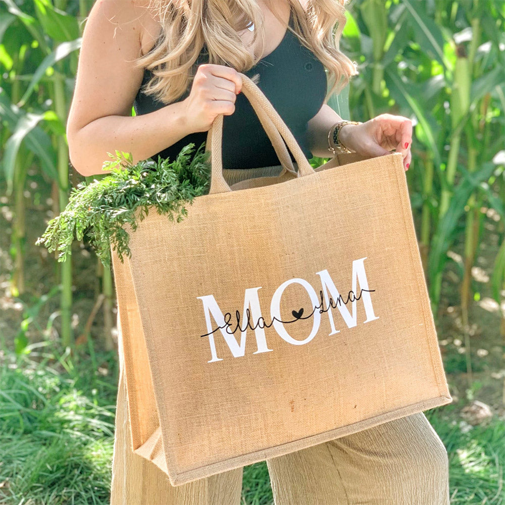 Personalized Jute Tote Bag Custom Burlap Bridesmaid Gift Bachelorette Wedding Favor Image 3