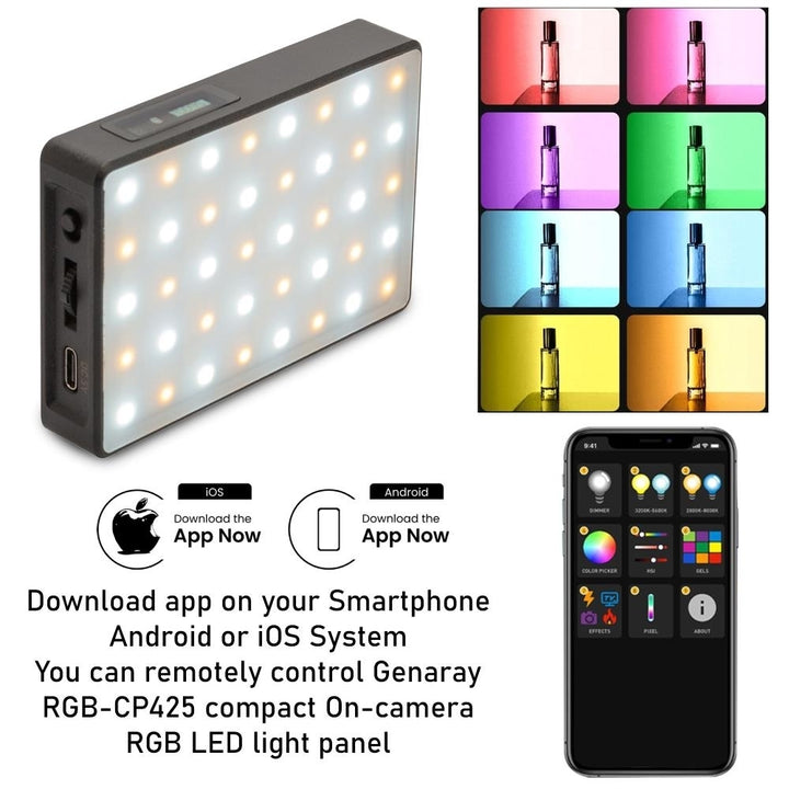 Genaray Pocket RGB LED Light Panel Photography 2800 to 8000K Color Temperature Image 8