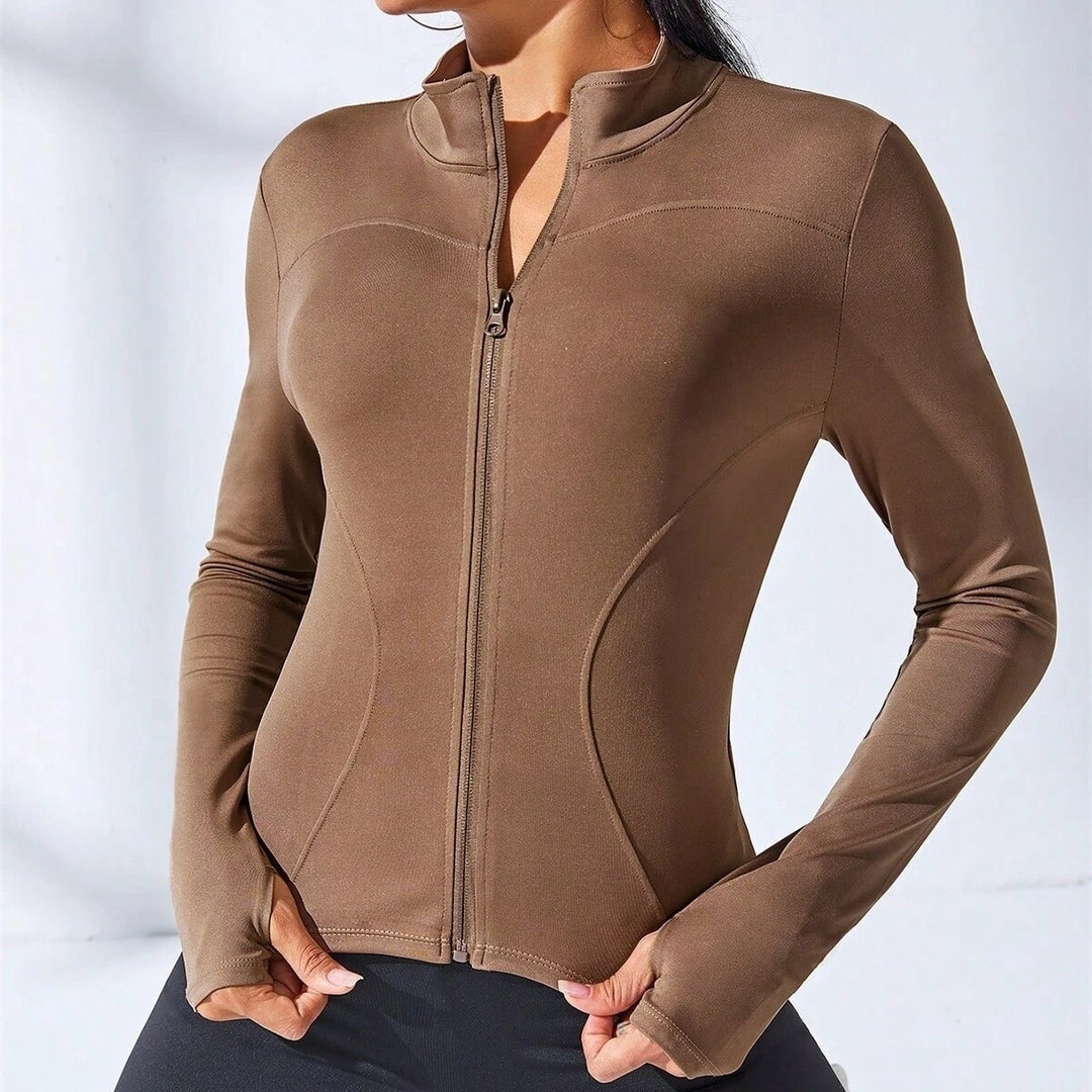 2024 Womens Yoga Jacket Slimming Zipper Sports Coat Lightweight Fitness Wear Image 1