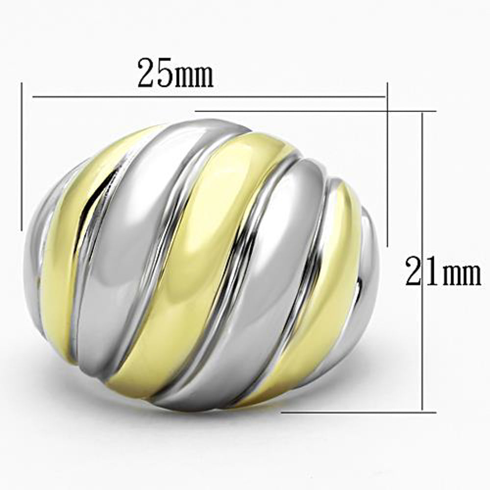 Womens Stainless Steel 316 Two Toned Ion Plated Dome Fashion Ring Image 2