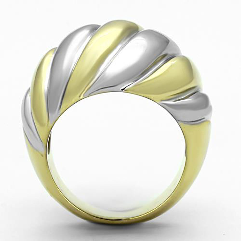 Womens Stainless Steel 316 Two Toned Ion Plated Dome Fashion Ring Image 4