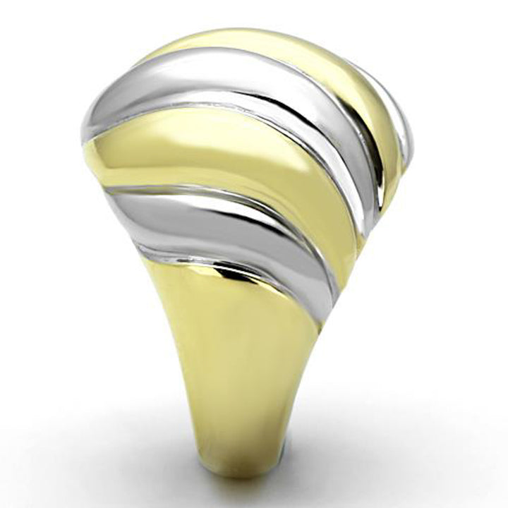 Womens Stainless Steel 316 Two Toned Ion Plated Dome Fashion Ring Image 3